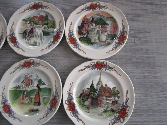 SARREGUEMINES: OBERNAI model - 6 dessert plates - H.LOUX