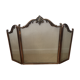 Copper-colored metal fireplace firewall