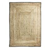 Jute rug 160x230 cm black outline