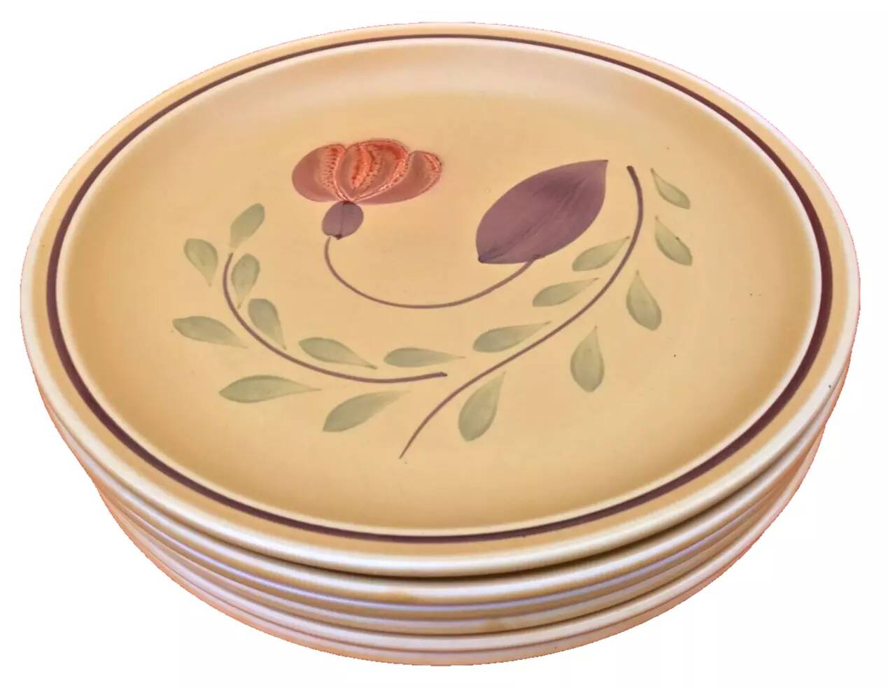 1960s 6 flat plates Ateliers du Revernay France (Digoin Saône-et-Loire) Matte stoneware