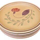 1960s 6 flat plates Ateliers du Revernay France (Digoin Saône-et-Loire) Matte stoneware