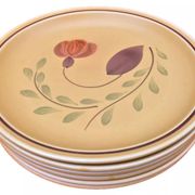 1960s 6 flat plates Ateliers du Revernay France (Digoin Saône-et-Loire) Matte stoneware