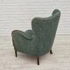 1960s, Danish armchair, green furniture velour, beech wood.