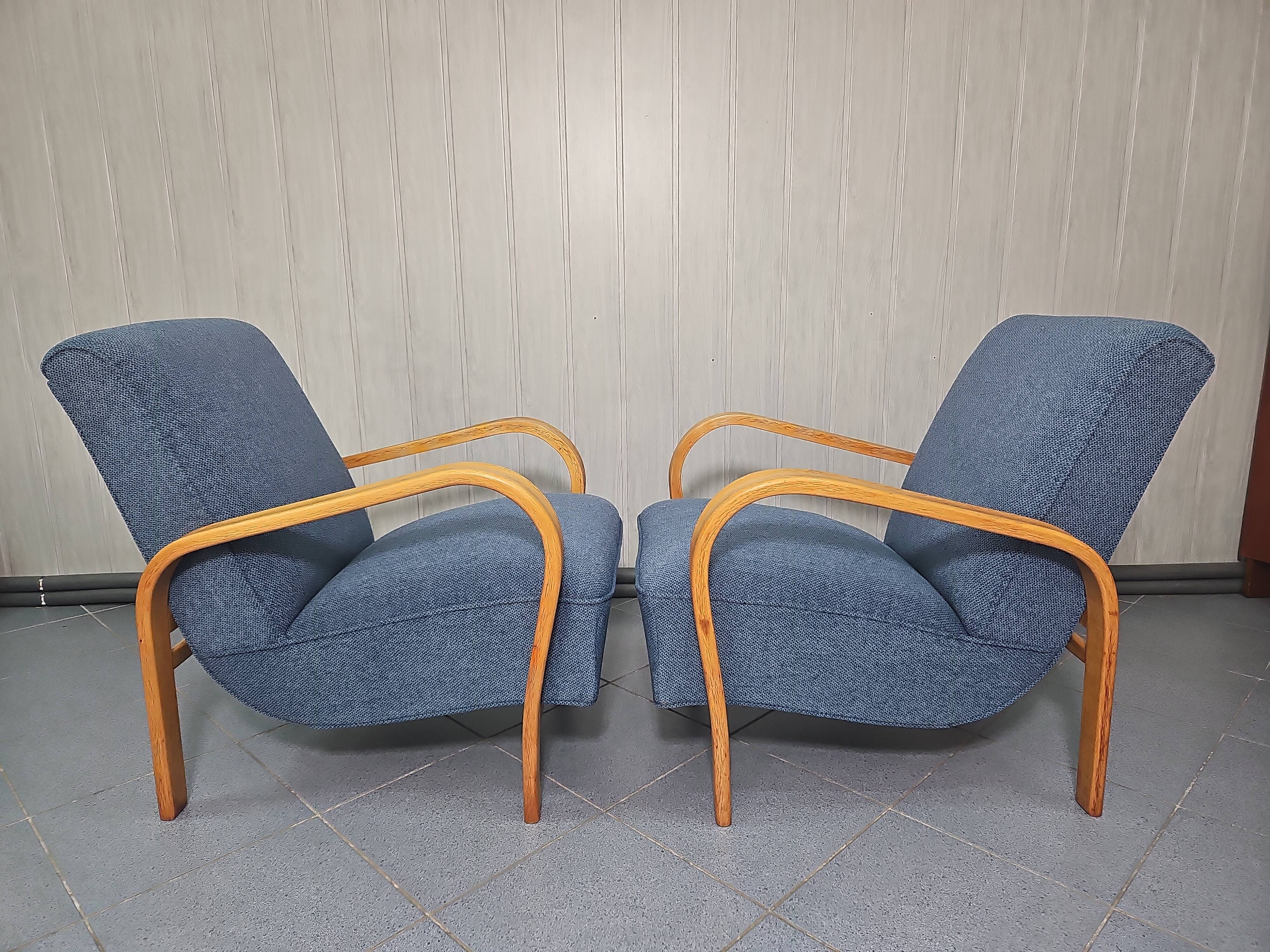 Pair of armchairs designed by K. Koželka & Antonín Kropáček for  Interier Praha Czechoslovakia 1950.