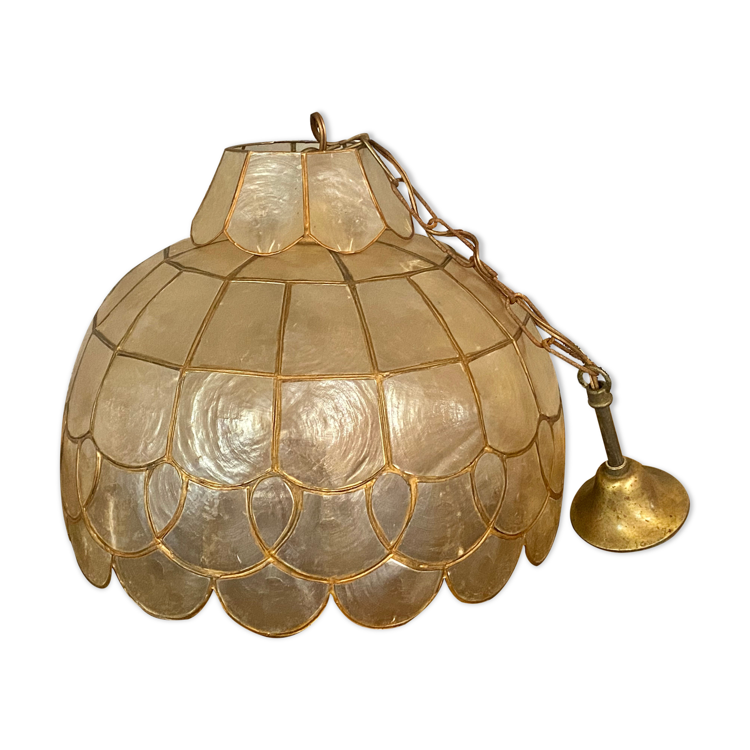 Suspension vintage nacre et laiton