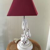 Triple white ceramic dove lamp