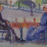 Oil on canvas "Lunch at 2 in the Isle-Adam under the sun" Faraoni Luciano