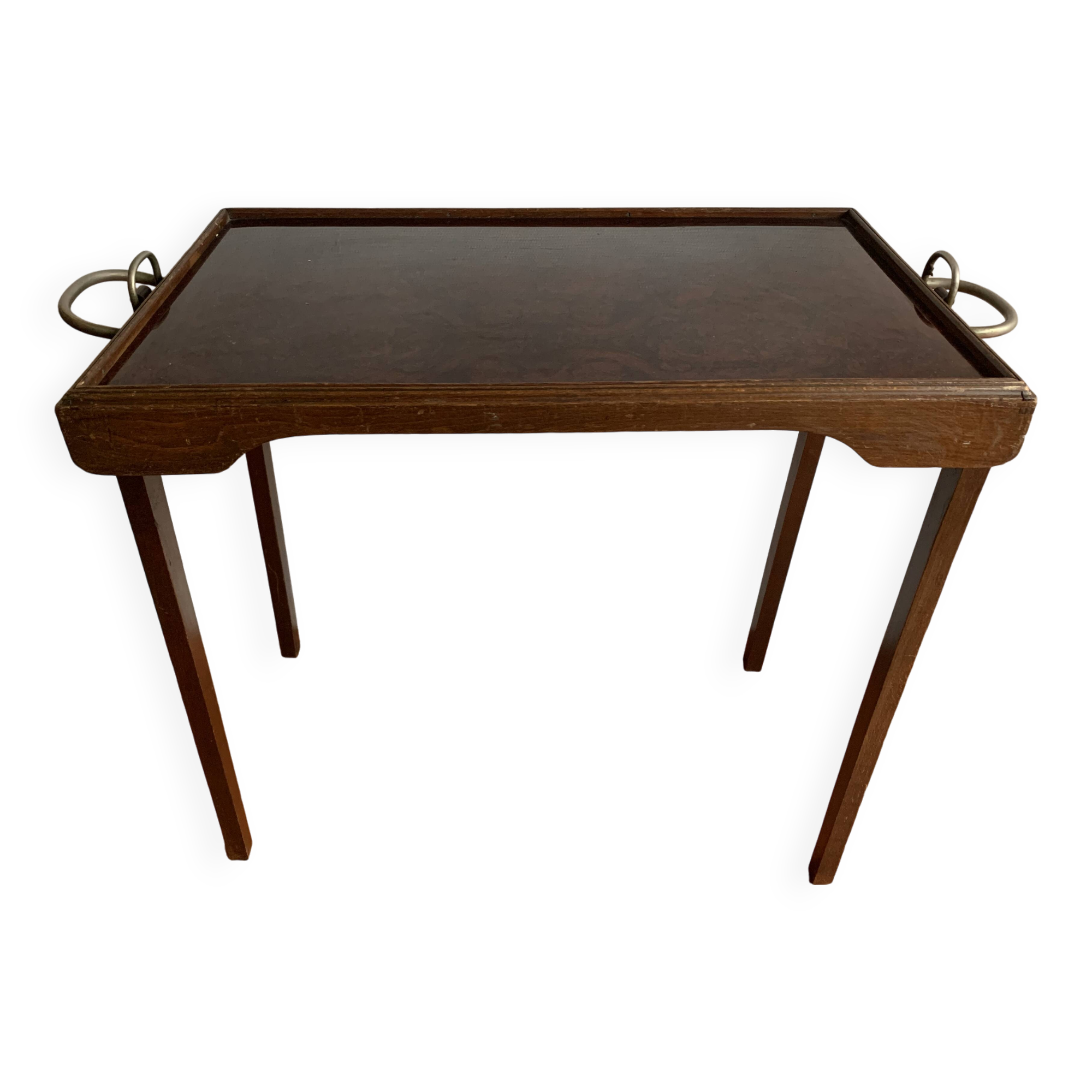 Folding table top in wood and tuya burl, 1930/40, brand "Platotable"