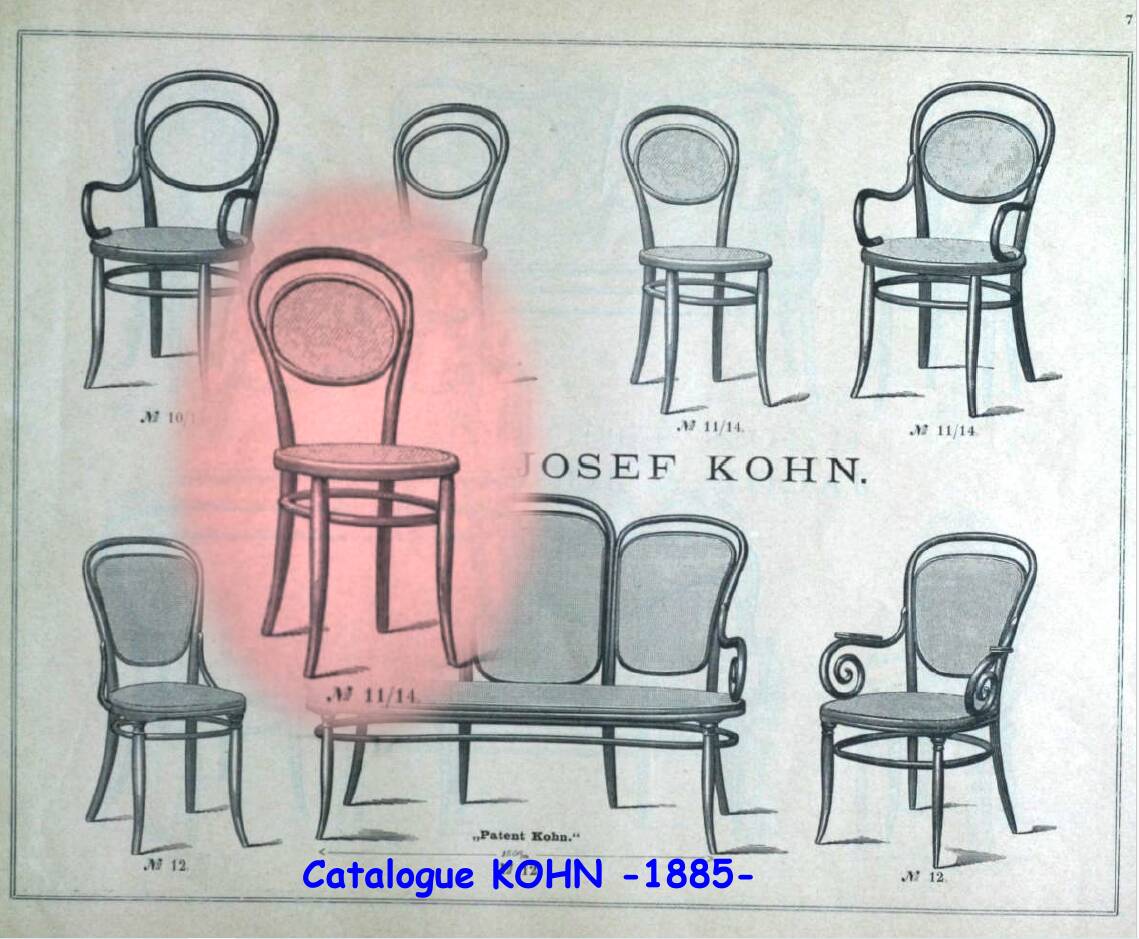 2 KOHN bistro chairs N°11/14 from 1890, cane