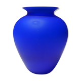 Blue polished glass vase.