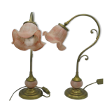 Duo of brass lamps