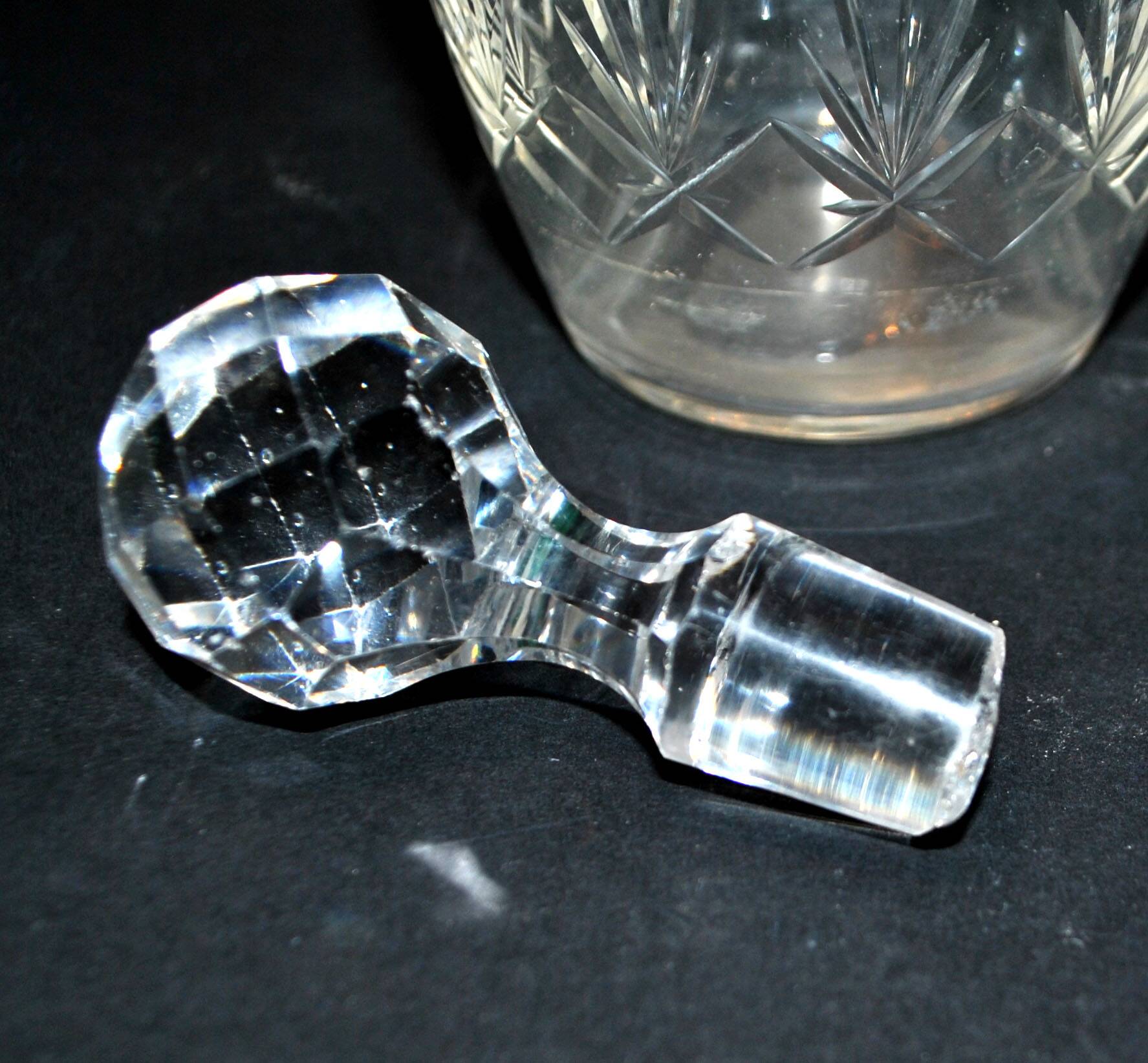 Set of 2 antique cut crystal wine decanters from Cristallerie Lorraine