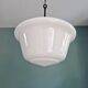 Large Art Deco pendant light in white opaline, 1930.