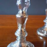 Pair Of Old Candlesticks In Eglomized/Mercurized Glass