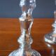 Pair Of Old Candlesticks In Eglomized/Mercurized Glass