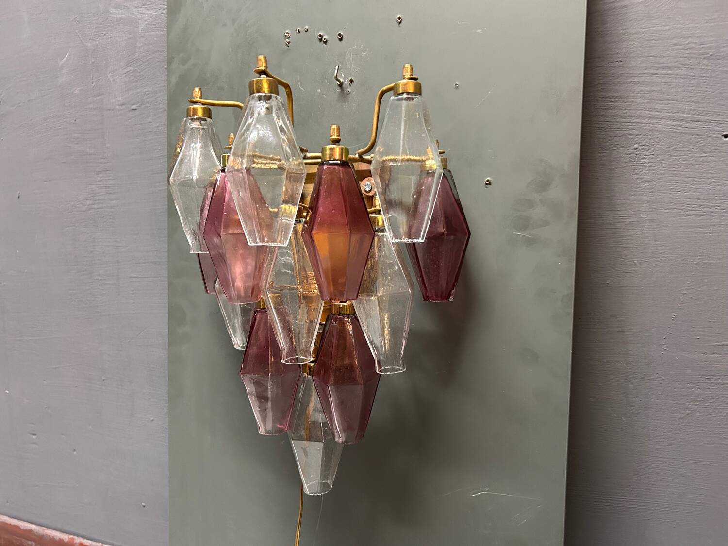 Murano Glass Poliedri Sconces, Italy, 1980s - Set of 2