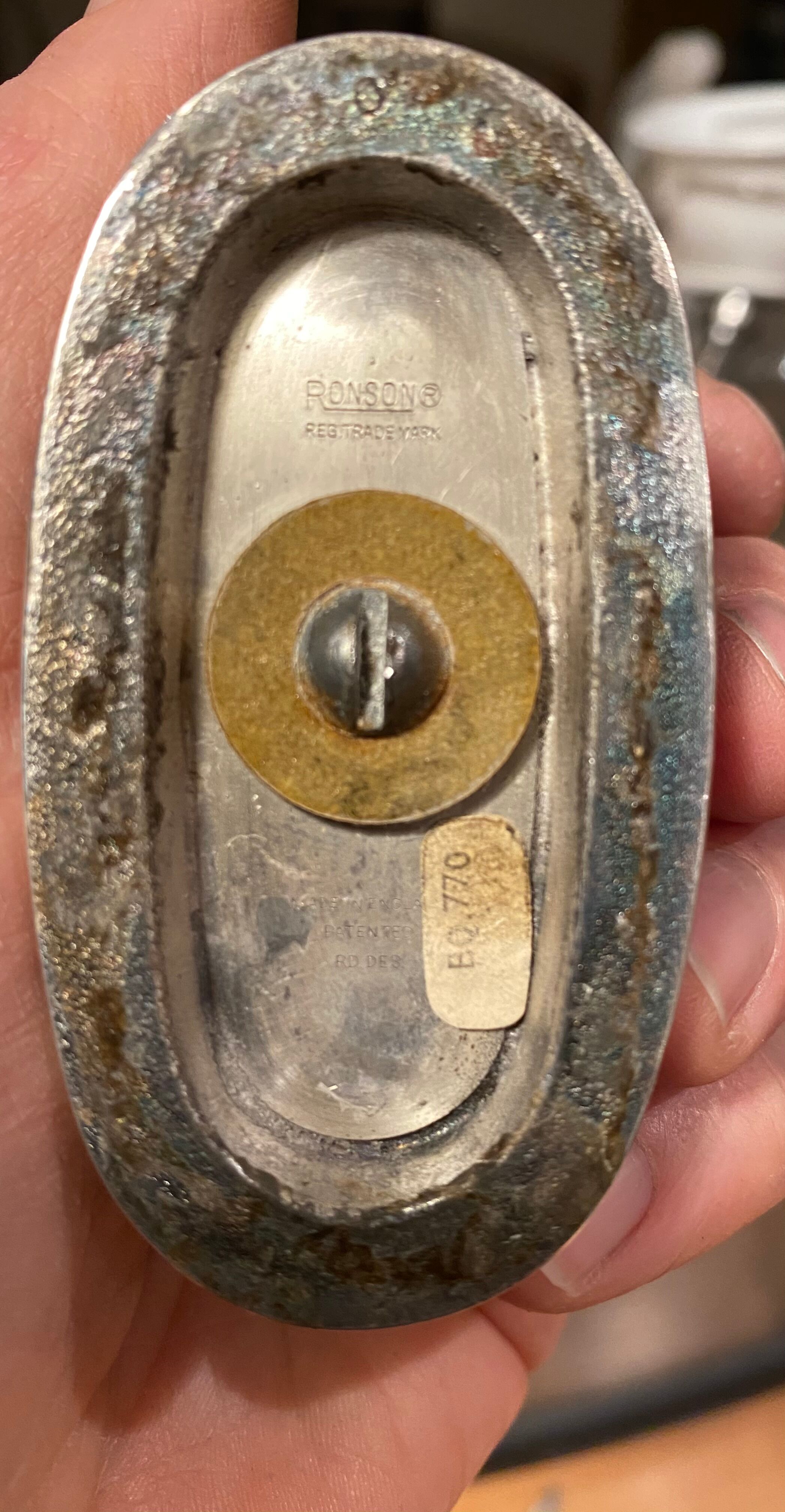 Silver metal Ronson table lighter