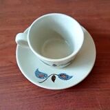 Vintage floral pattern stoneware coffee set, Saint-Amand Sologne earthenware