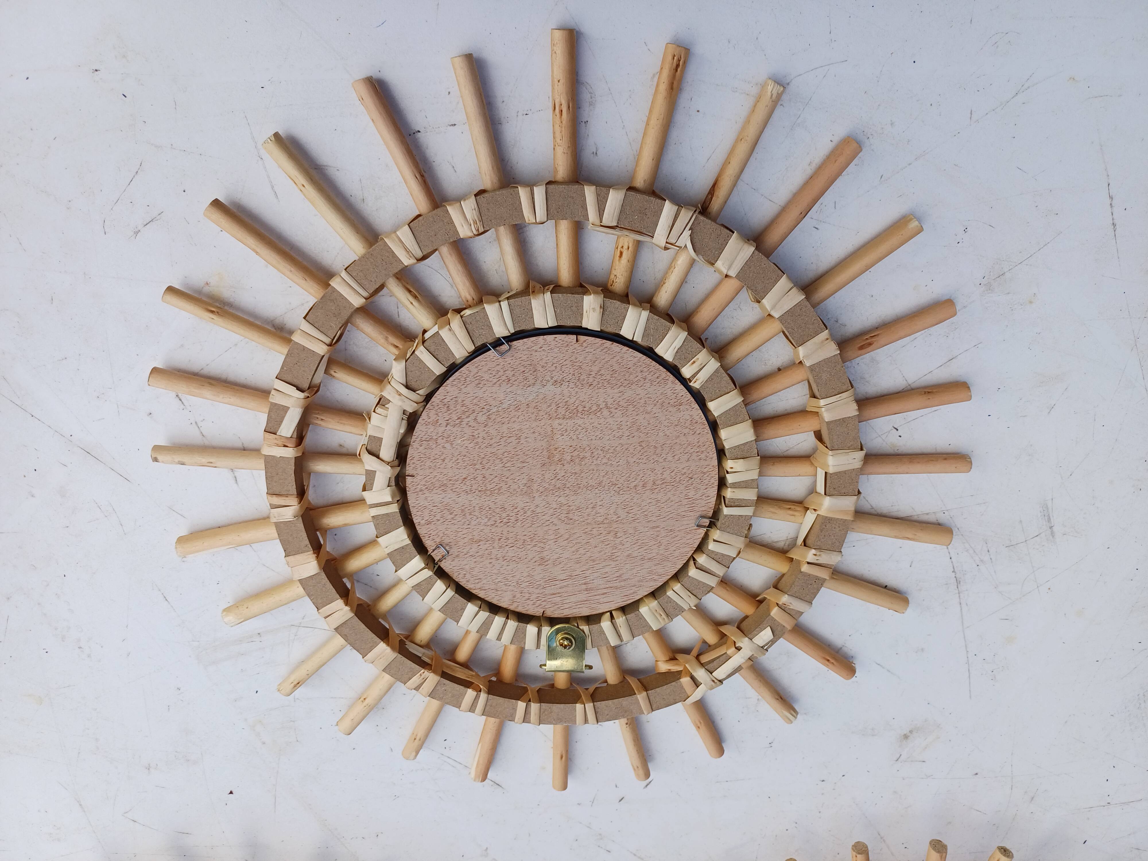 3 Small Vintage Rattan Sun Mirrors