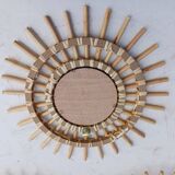 3 Small Vintage Rattan Sun Mirrors
