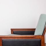 Paire de Fauteuils Danois en Teck, tissu et cuir, modèle N°4 Capella Illum Wikkelsø/Niels Eilersen.