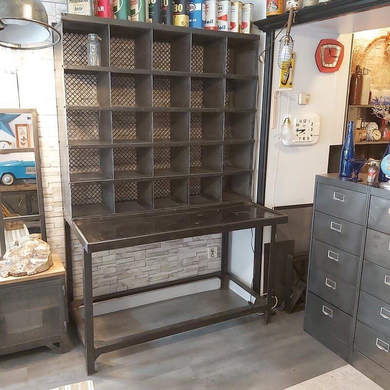 Old stripped and patinated postal sorting furniture, industrial look