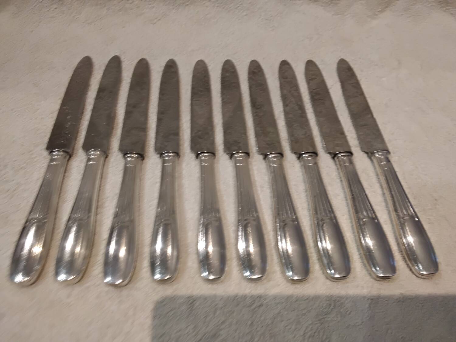 10 silver plated table knives goldsmith SFAM artdeco 25.1cm