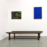 Pair of solid oak benches, winged legs, France, 1970s