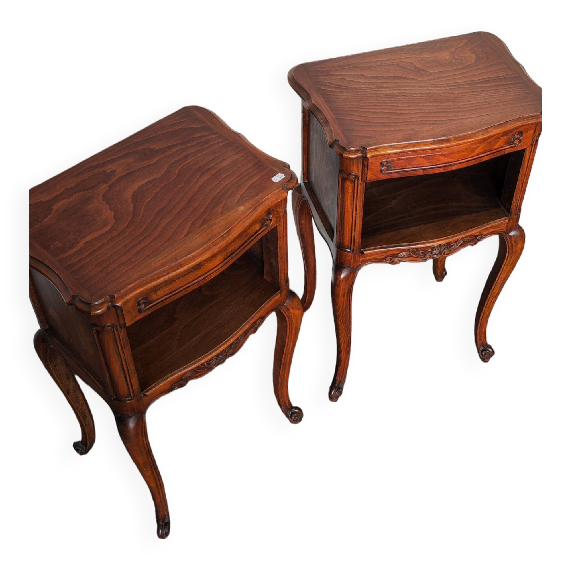 Pair of Louis XV oak bedside tables with one drawer