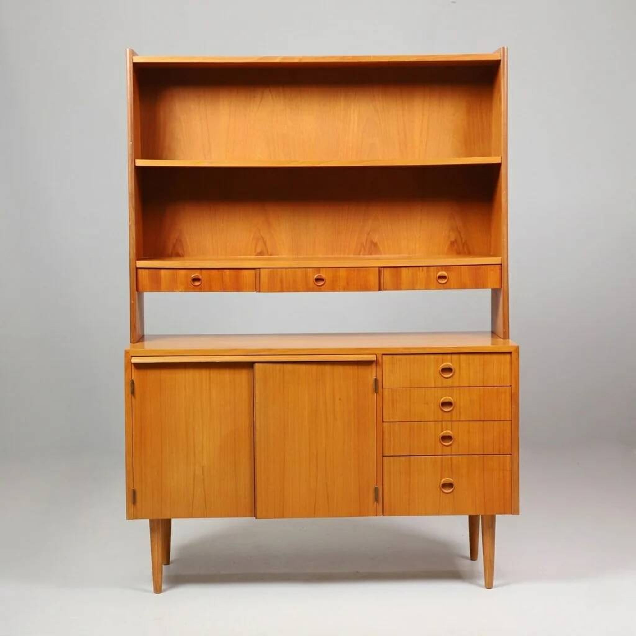 Vintage teak library with drop-down secretary, 1960s