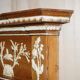 Victorian antique fireplace in tarred pine and sculpted gesso.