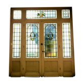 Porte de séparation a imposte en vitrail Art Déco époque 1900