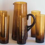 Orangeade in blown yellow glass service