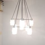Lustre en verre et en chrome 1970s