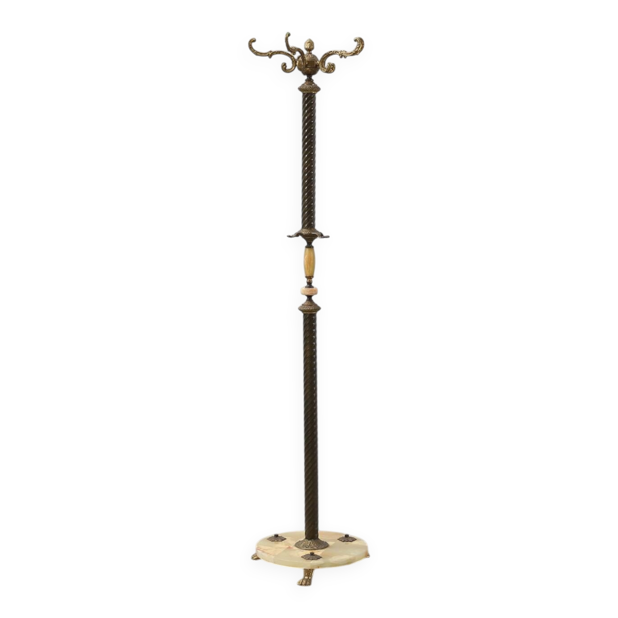 Napoleon III style copper and onyx marble coat stand, France, early 20th ce
