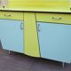 Yellow and blue vintage formica kitchen buffet