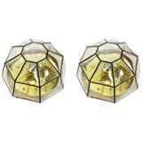 Iron and clear glass ceiling light by Limburg, Germany, 1960s.