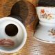 10 devil's egg cups and 2 porcelain salt cellars by Haviland and Le Tanneur 1920