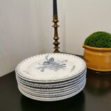 Assiette creuse en céramique de Sarreguemines , modèle Flore en bleu vendu à l'unité
