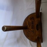 Brutalist olive tripod milking stool "le selou" aveyron