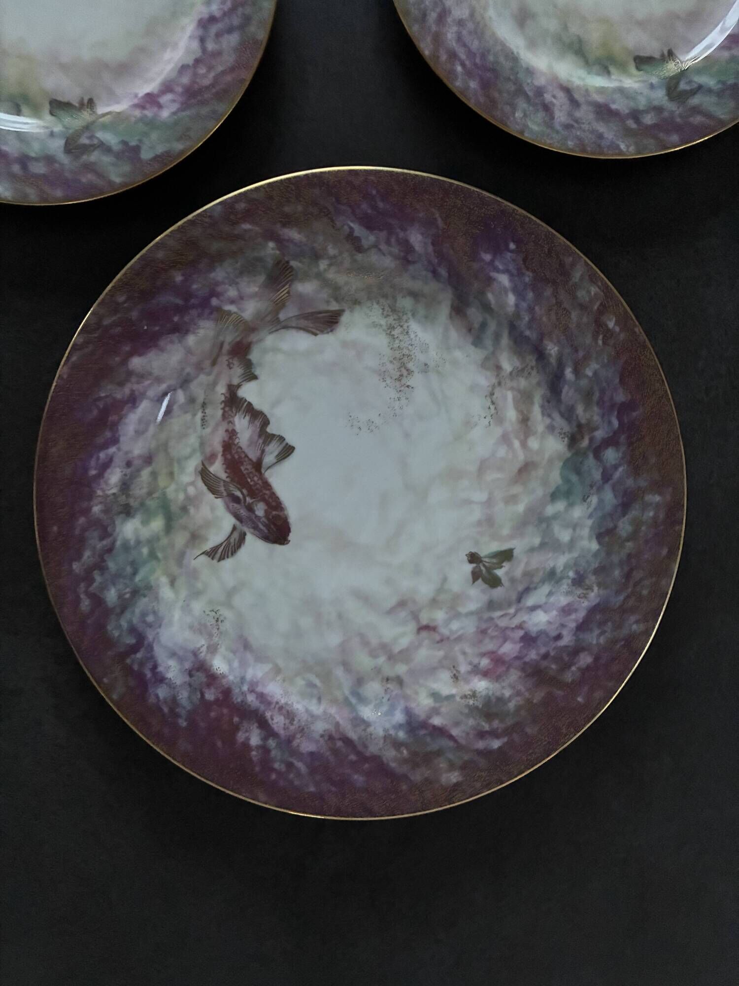 Daum porcelain dessert plates and matching dish