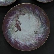 Assiettes à dessert porcelaine Daum et plat assorti