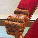 Pair of Louis XIII style armchairs in carved wood