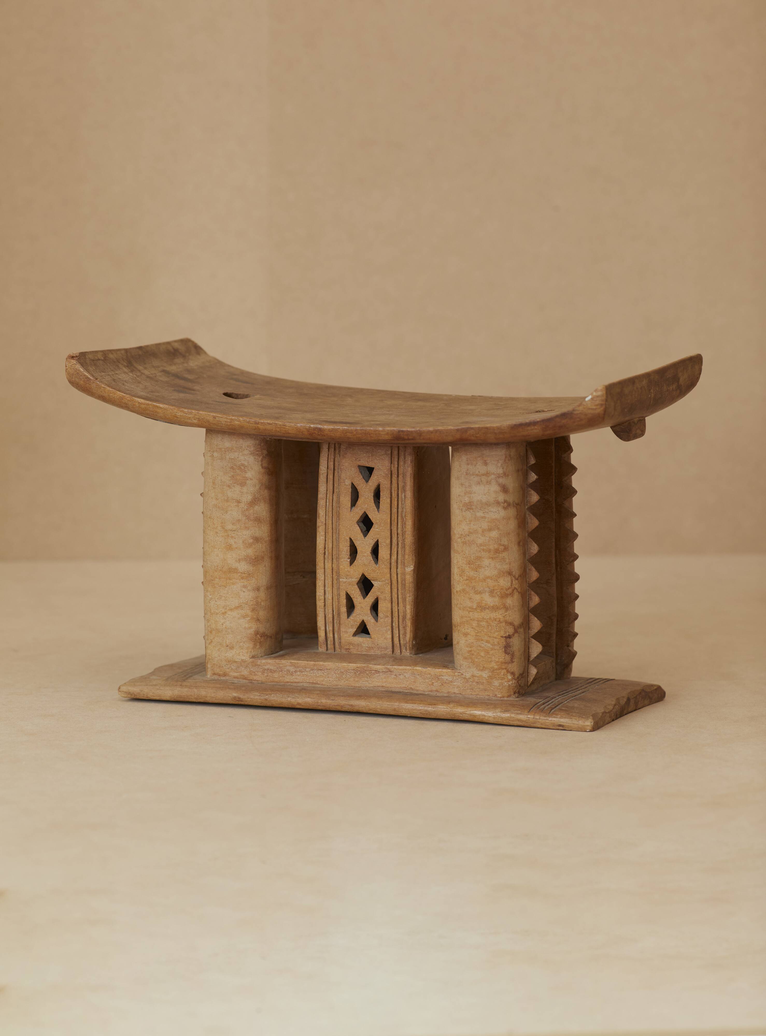 African Ashanti monoxyl stool in solid wood circa 1950