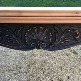 Louis XV style table in cherry wood restyled base in black and raw wood top