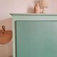 Cabinet bonnetière renovated green interior flowered
