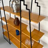 Étagère bibliothèque bois et métal design des années 80