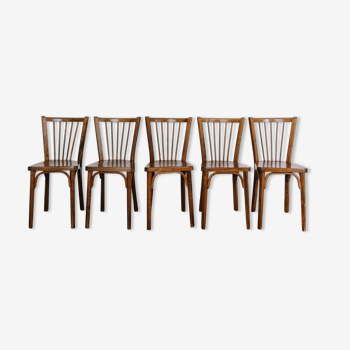 Lot de 5 chaises bistrot baumann vintage