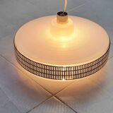 Silkscreened glass pendant light, 1950.