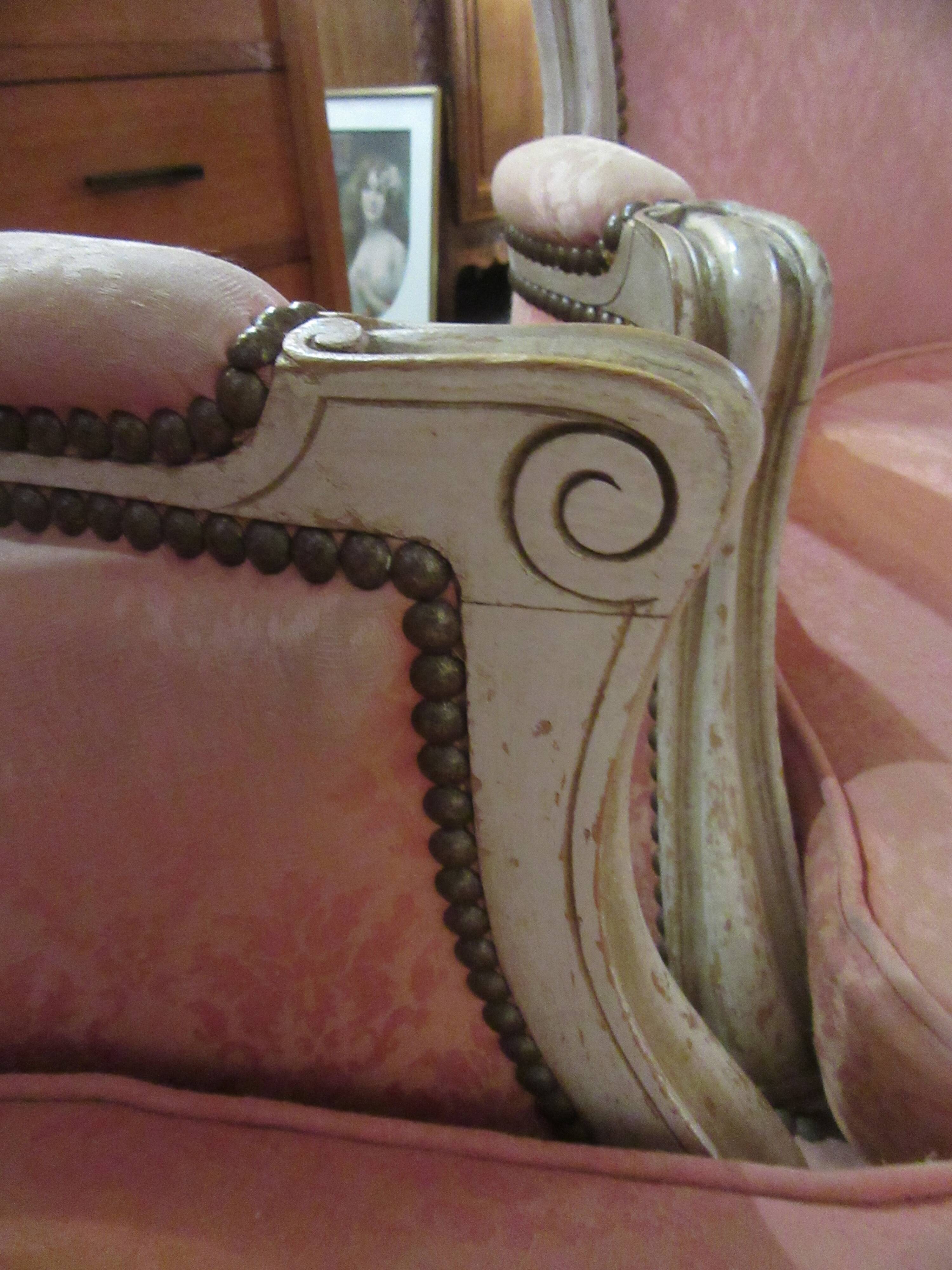 Pair of pink Louis XV style armchairs.